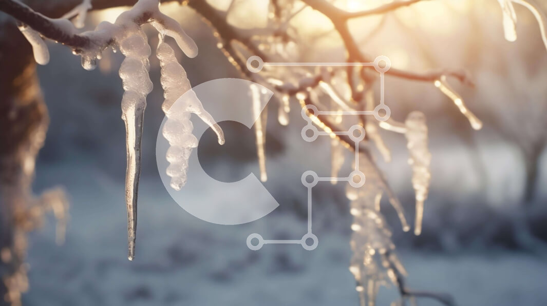 Intra Συλλεκτικό Ξύλινο Παζλ Plywood  4mm - Παγάκια που κρέμονται από κλαδιά δέντρων στο χιονισμένο τοπίο Σε Ξύλινο Κουτί - Διαστάσεις: 10x10 cm – 25 κομμάτια