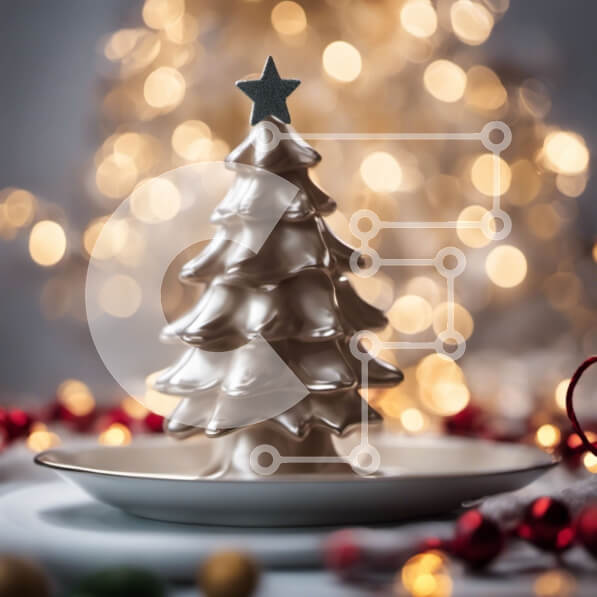 Intra Συλλεκτικό Ξύλινο Παζλ Plywood  4mm - Εορταστικό ειδώλιο χριστουγεννιάτικου δέντρου σε διακοσμημένο πιάτο Σε Ξύλινο Κουτί - Διαστάσεις: 10x10 cm – 25 κομμάτια