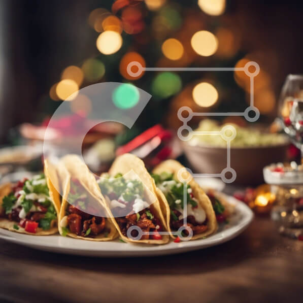 Σετ των 2 Intra Συλλεκτικό Ξύλινο Παζλ Plywood  4mm - Νόστιμα Tacos σε λευκό πιάτο με ποτήρια κρασί Σε Ξύλινο Κουτί - Διαστάσεις: 10x10 cm – 25 κομμάτια