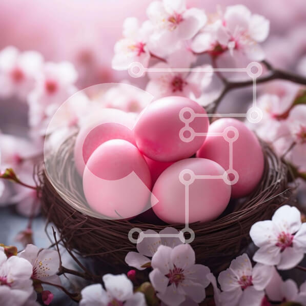 Intra Συλλεκτικό Ξύλινο Παζλ Plywood  4mm - Πασχαλινή φωλιά λαγουδάκι με ροζ αυγά και άνθη Σε Ξύλινο Κουτί - Διαστάσεις Puzzle: 10x10 cm – 25 κομμάτια