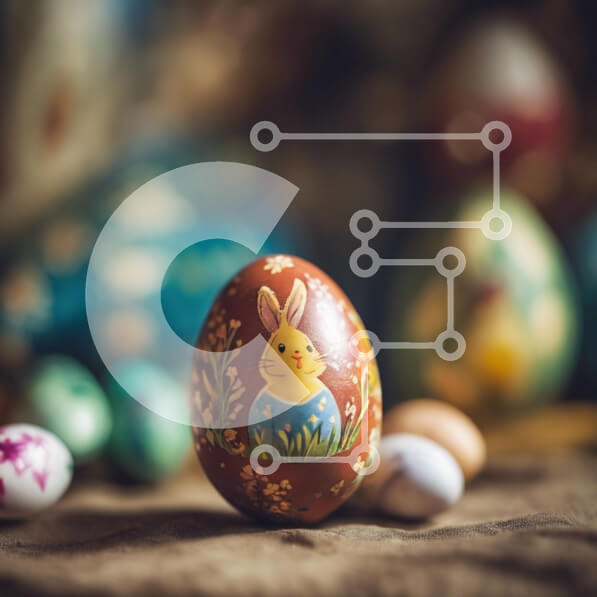 Intra Συλλεκτικό Ξύλινο Παζλ Plywood  4mm - Πασχαλινό αυγό με βαμμένο λαγουδάκι και πολύχρωμα αυγά Σε Ξύλινο Κουτί - Διαστάσεις: 10x10 cm – 25 κομμάτια