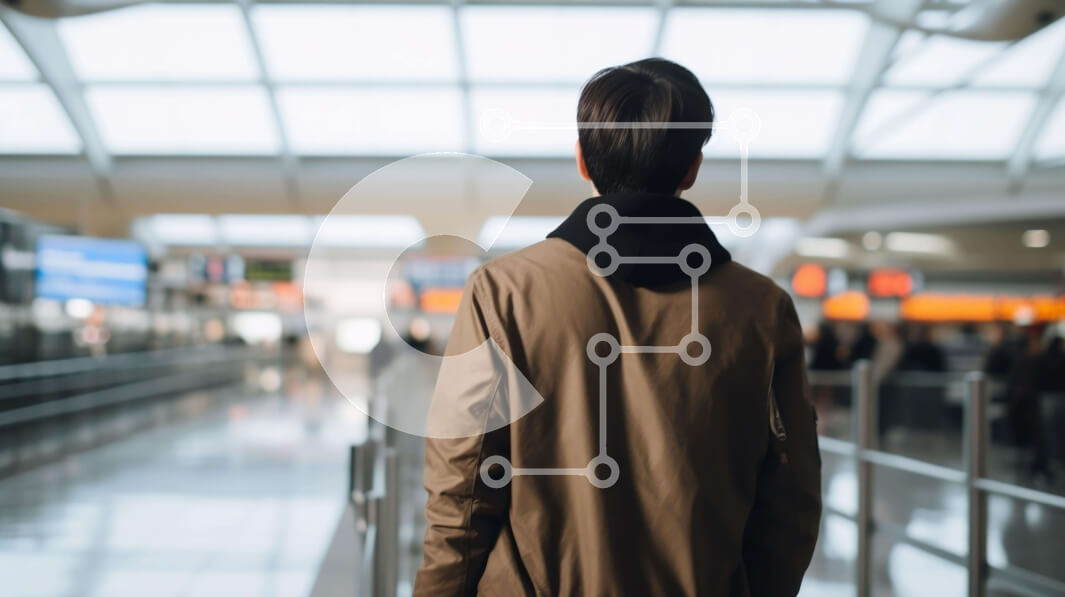 Intra Συλλεκτικό Ξύλινο Παζλ Plywood  4mm - Άτομο που περπατά μέσω του τερματικού σταθμού του αεροδρομίου Σε Ξύλινο Κουτί - Διαστάσεις Puzzle: 10x10 cm – 25 κομμάτια