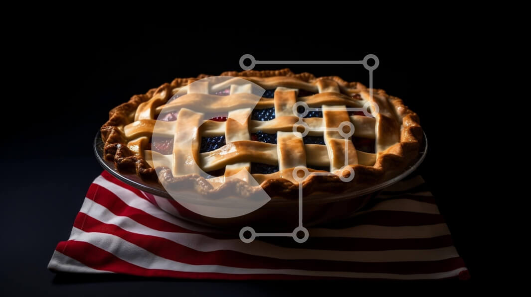 Σετ των 2 Intra Συλλεκτικό Ξύλινο Παζλ Plywood  4mm - Φρουτόπιτα σε χαρτοπετσέτα με μοτίβο αμερικανικής σημαίας Σε Ξύλινο Κουτί - Διαστάσεις: 10x10 cm – 25 κομμάτια