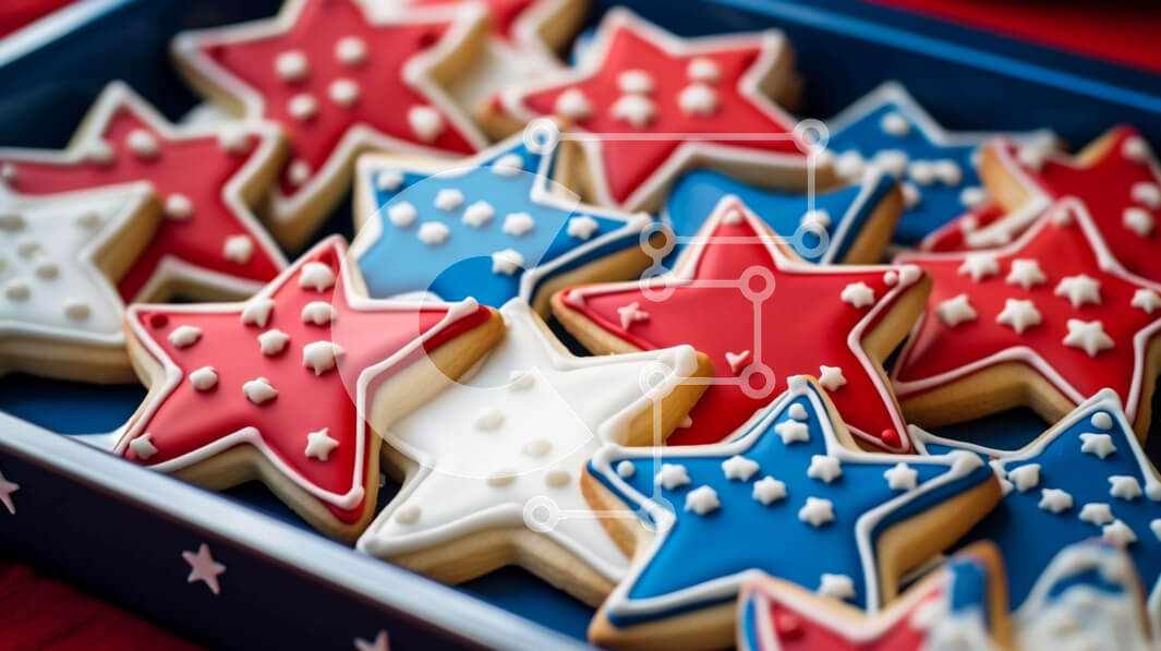 Intra Συλλεκτικό Ξύλινο Παζλ Plywood  4mm - Πατριωτικά μπισκότα σε σχήμα αστεριού για τους εορτασμούς της 4ης Ιουλίου Σε Ξύλινο Κουτί - Διαστάσεις: 10x10 cm – 25 κομμάτια