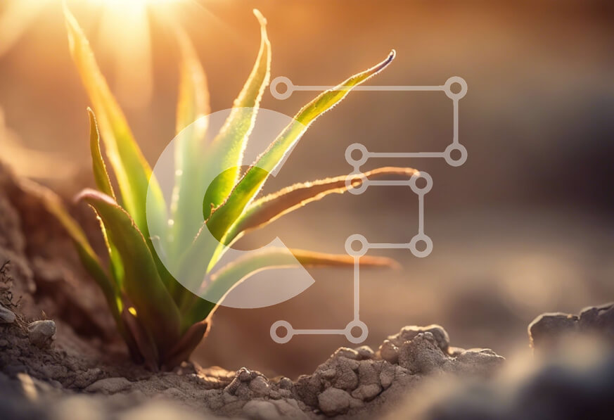 Intra Συλλεκτικό Ξύλινο Παζλ Plywood  4mm - Φυτό Aloe Vera που αναπτύσσεται έξω από το έδαφος με τον ήλιο στο φόντο Σε Ξύλινο Κουτί - Διαστάσεις: 10x10 cm – 25 κομμάτια