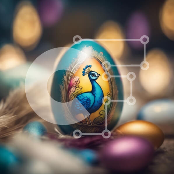 Intra Συλλεκτικό Ξύλινο Παζλ Plywood  4mm - Βαμμένο πασχαλινό αυγό με σχέδιο παγωνιού Σε Ξύλινο Κουτί - Διαστάσεις: 10x10 cm – 25 κομμάτια