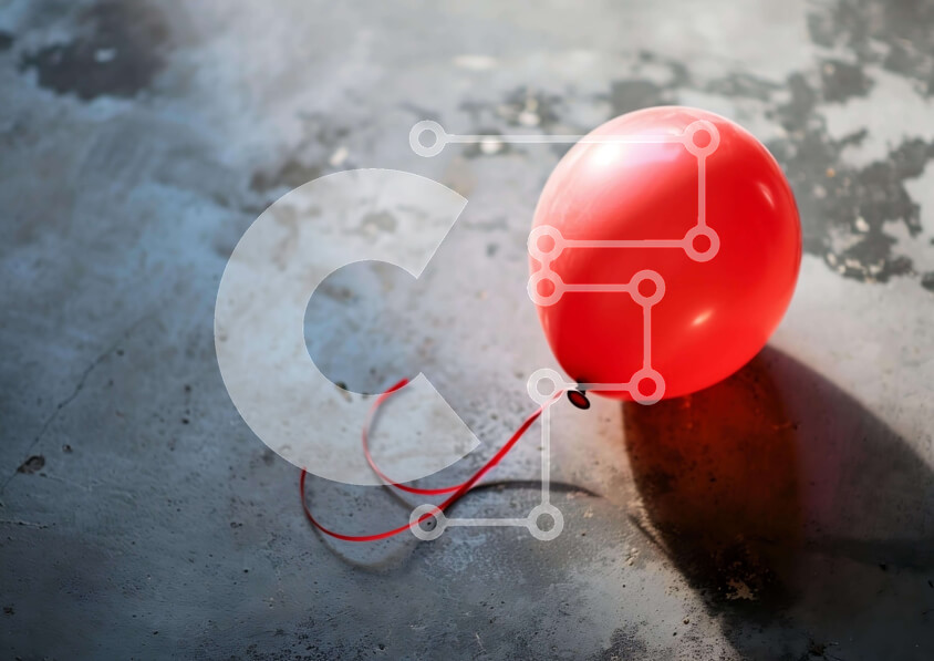 Intra Συλλεκτικό Ξύλινο Παζλ Plywood  4mm - Κόκκινο μπαλόνι στο έδαφος με πορτοκαλί κορδόνι Σε Ξύλινο Κουτί - Διαστάσεις: 10x10 cm – 25 κομμάτια