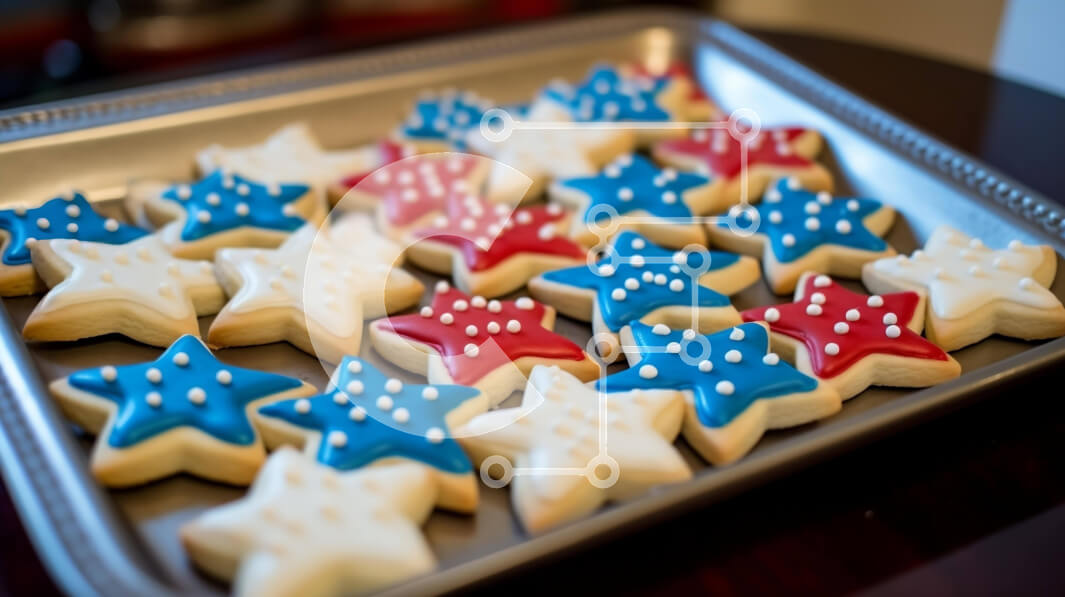 Σετ των 2 Intra Συλλεκτικό Ξύλινο Παζλ Plywood  4mm - Πατριωτικά μπισκότα τέταρτης Ιουλίου με αστέρια Σε Ξύλινο Κουτί - Διαστάσεις: 10x10 cm – 25 κομμάτια