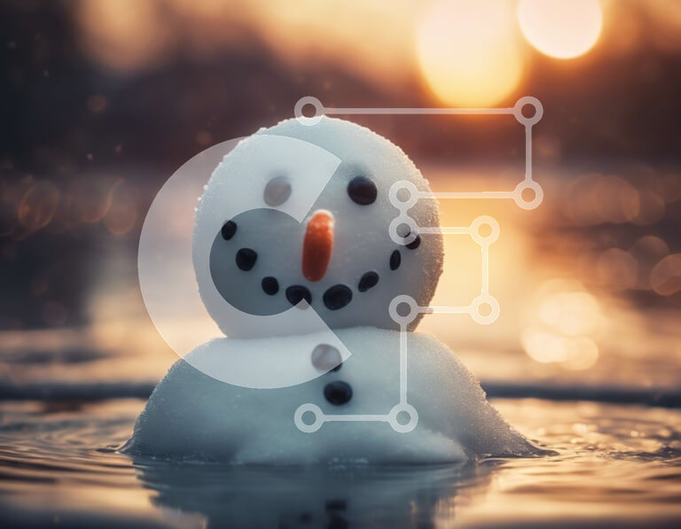 Intra Συλλεκτικό Ξύλινο Παζλ Plywood  4mm - Χιονάνθρωπος στο νερό με την αντανάκλαση του ήλιου Σε Ξύλινο Κουτί - Διαστάσεις Puzzle: 10x10 cm – 25 κομμάτια