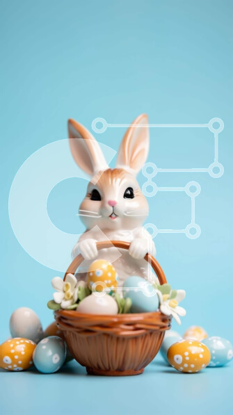 Intra Συλλεκτικό Ξύλινο Παζλ Plywood  4mm - Λευκό λαγουδάκι με πασχαλινό καλάθι και πολύχρωμα αυγά Σε Ξύλινο Κουτί - Διαστάσεις: 10x10 cm – 25 κομμάτια