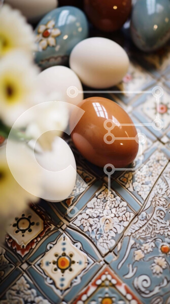 Intra Συλλεκτικό Ξύλινο Παζλ Plywood  4mm - Διακόσμηση πασχαλινών τραπεζιών με αυγά και λουλούδια Σε Ξύλινο Κουτί - Διαστάσεις: 10x10 cm – 25 κομμάτια