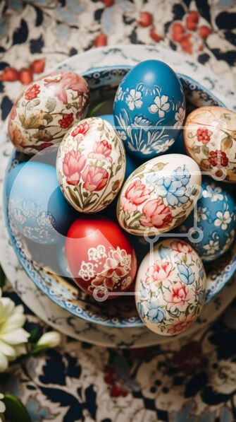 Intra Συλλεκτικό Ξύλινο Παζλ Plywood  4mm - Διακοσμημένα Πασχαλινά αυγά και λουλούδια σε ένα τραπέζι Σε Ξύλινο Κουτί - Διαστάσεις: 10x10 cm – 25 κομμάτια