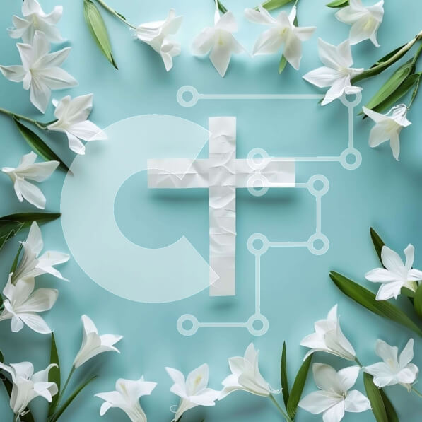 Intra Συλλεκτικό Ξύλινο Παζλ Plywood  4mm - Σύμβολο της Ανάστασης με λευκούς κρίνους και λουλούδια Σε Ξύλινο Κουτί - Διαστάσεις Puzzle: 10x10 cm – 25 κομμάτια