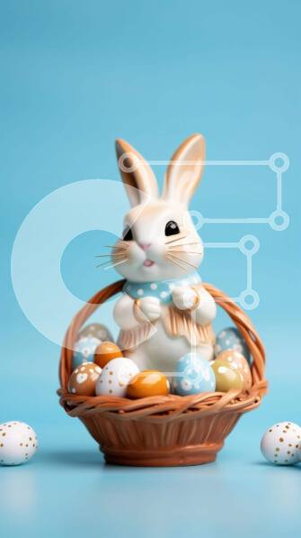 Intra Συλλεκτικό Ξύλινο Παζλ Plywood  4mm - Λευκό λαγουδάκι στο πασχαλινό καλάθι με πολύχρωμα αυγά Σε Ξύλινο Κουτί - Διαστάσεις: 10x10 cm – 25 κομμάτια