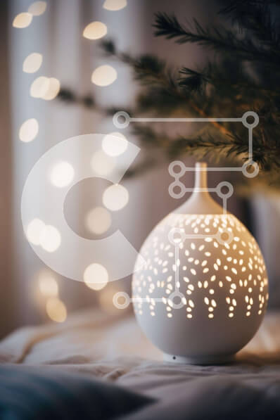 Intra Συλλεκτικό Ξύλινο Παζλ Plywood  4mm - Λευκός διαχύτης σε διακοσμητικό χριστουγεννιάτικο δέντρο με φώτα Σε Ξύλινο Κουτί - Διαστάσεις Puzzle: 10x10 cm – 25 κομμάτια