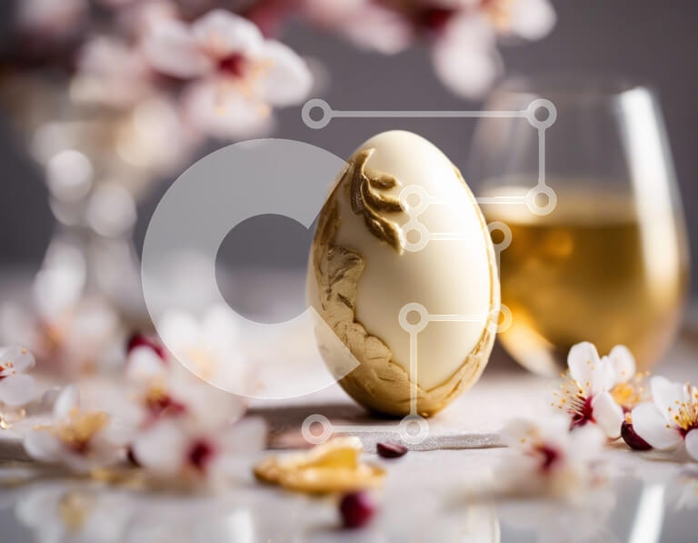 Intra Συλλεκτικό Ξύλινο Παζλ Plywood  4mm - Πασχαλινό αυγό, ποτήρι κρασιού και άνθη κερασιάς Σε Ξύλινο Κουτί - Διαστάσεις: 10x10 cm – 25 κομμάτια