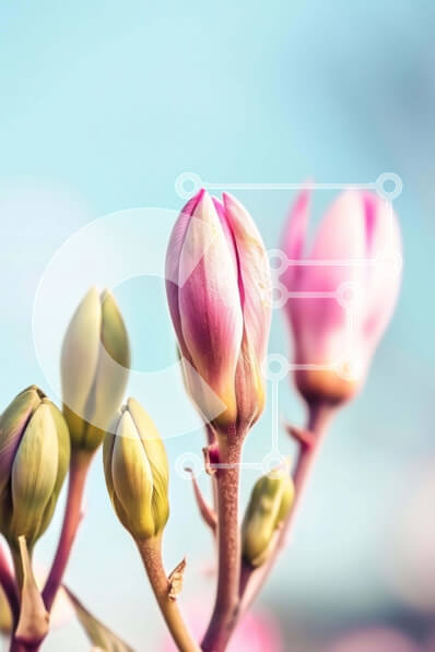 Σετ των 2 Intra Συλλεκτικό Ξύλινο Παζλ Plywood  4mm - Κοντινό πλάνο ροζ λουλουδιών στην πρώιμη άνθιση Σε Ξύλινο Κουτί - Διαστάσεις: 10x10 cm – 25 κομμάτια