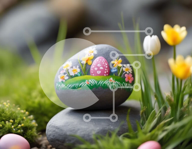 Intra Συλλεκτικό Ξύλινο Παζλ Plywood  4mm - Πολύχρωμες πασχαλινές διακοσμήσεις σε φυσικό περιβάλλον Σε Ξύλινο Κουτί - Διαστάσεις: 10x10 cm – 25 κομμάτια