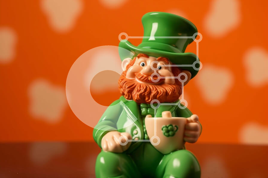 Intra Συλλεκτικό Ξύλινο Παζλ Plywood  4mm - Ειδώλιο Leprechaun σε πορτοκαλί φόντο για την ημέρα του Αγίου Πατρικίου Σε Ξύλινο Κουτί - Διαστάσεις: 10x10 cm – 25 κομμάτια