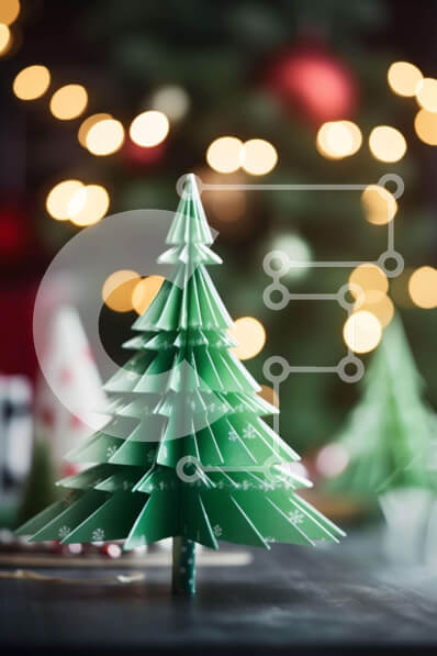 Intra Συλλεκτικό Ξύλινο Παζλ Plywood  4mm - Πράσινη Βίβλο Χριστουγεννιάτικο δέντρο σε ένα τραπέζι Σε Ξύλινο Κουτί - Διαστάσεις: 10x10 cm – 25 κομμάτια