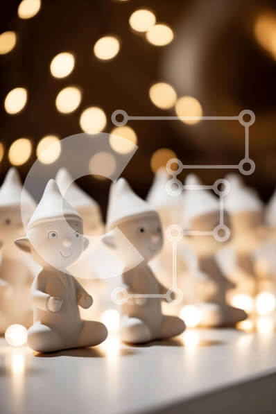 Intra Συλλεκτικό Ξύλινο Παζλ Plywood  4mm - Εορταστικά ειδώλια ξωτικών με τα φώτα των κεριών Σε Ξύλινο Κουτί - Διαστάσεις Puzzle: 10x10 cm – 25 κομμάτια