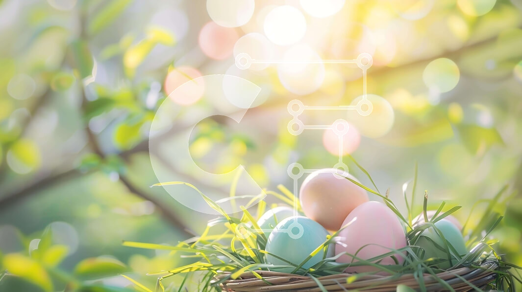 Intra Συλλεκτικό Ξύλινο Παζλ Plywood  4mm - Πολύχρωμα Πασχαλινά αυγά στο γρασίδι και το φως του ήλιου Σε Ξύλινο Κουτί - Διαστάσεις: 10x10 cm – 25 κομμάτια