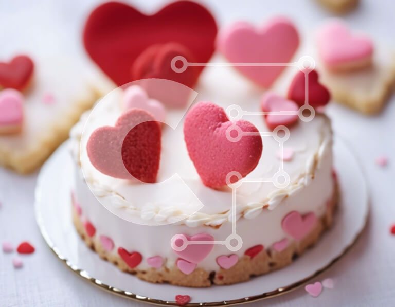 Σετ των 2 Intra Συλλεκτικό Ξύλινο Παζλ Plywood  4mm - Τούρτα του Αγίου Βαλεντίνου με στολίδια καρδιάς και μπισκότα Σε Ξύλινο Κουτί - Διαστάσεις: 10x10 cm – 25 κομμάτια