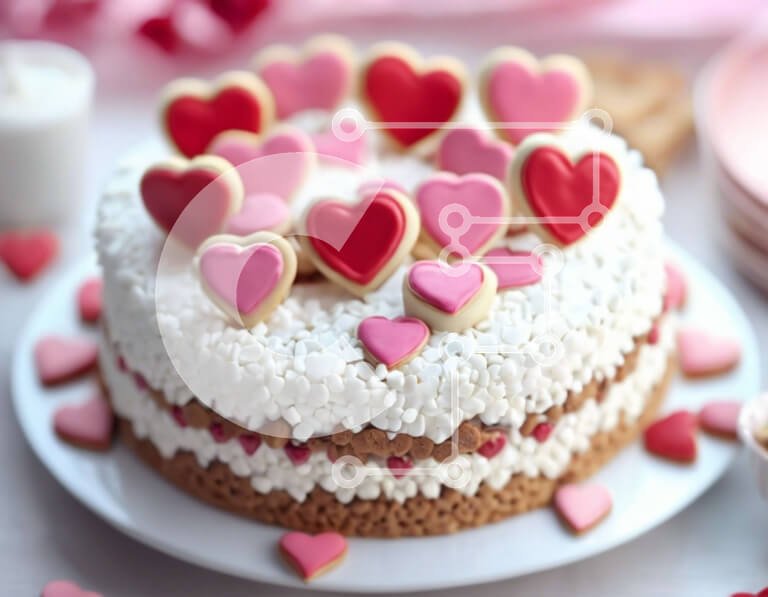 Σετ των 2 Intra Συλλεκτικό Ξύλινο Παζλ Plywood  4mm - Τούρτα με ροζ και λευκές καρδιές με θέμα την ημέρα του Αγίου Βαλεντίνου Σε Ξύλινο Κουτί - Διαστάσεις: 10x10 cm – 25 κομμάτια