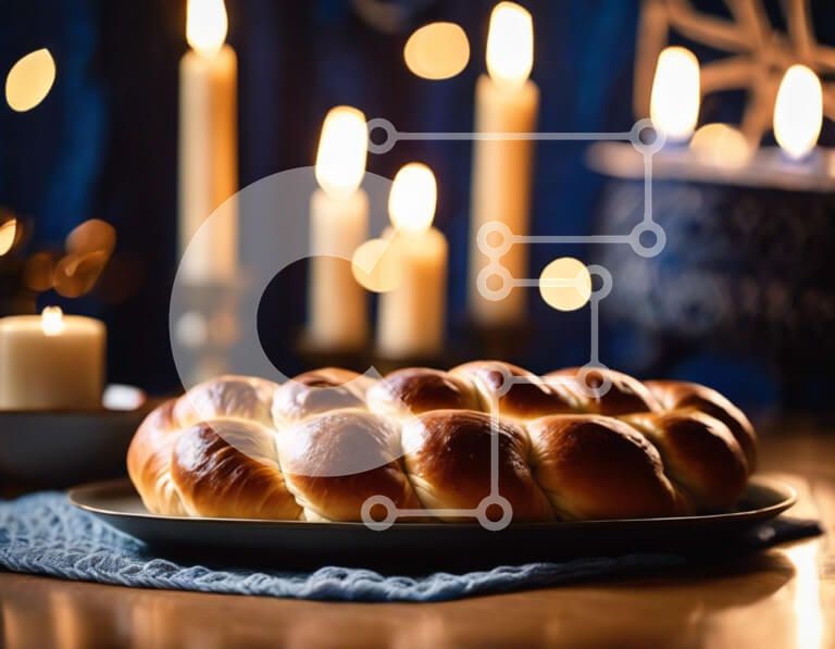 Σετ των 2 Intra Συλλεκτικό Ξύλινο Παζλ Plywood  4mm - Πιάτο πλεκτό ψωμί με κεριά για τον εορτασμό του Χανουκά ή του Πάσχα Σε Ξύλινο Κουτί - Διαστάσεις: 10x10 cm – 25 κομμάτια