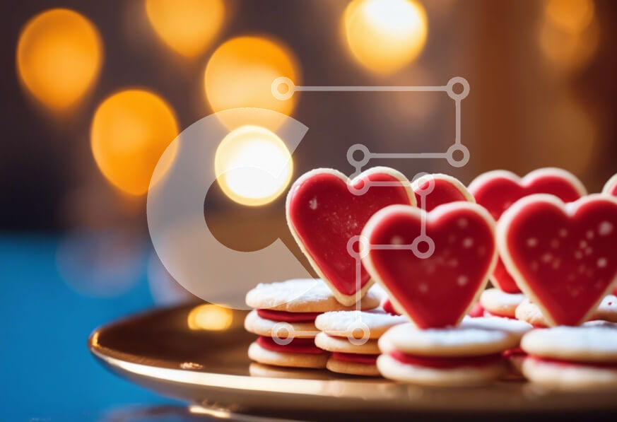 Σετ των 2 Intra Συλλεκτικό Ξύλινο Παζλ Plywood  4mm - Μπισκότα σε σχήμα καρδιάς σε ένα πιάτο Σε Ξύλινο Κουτί - Διαστάσεις: 10x10 cm – 25 κομμάτια