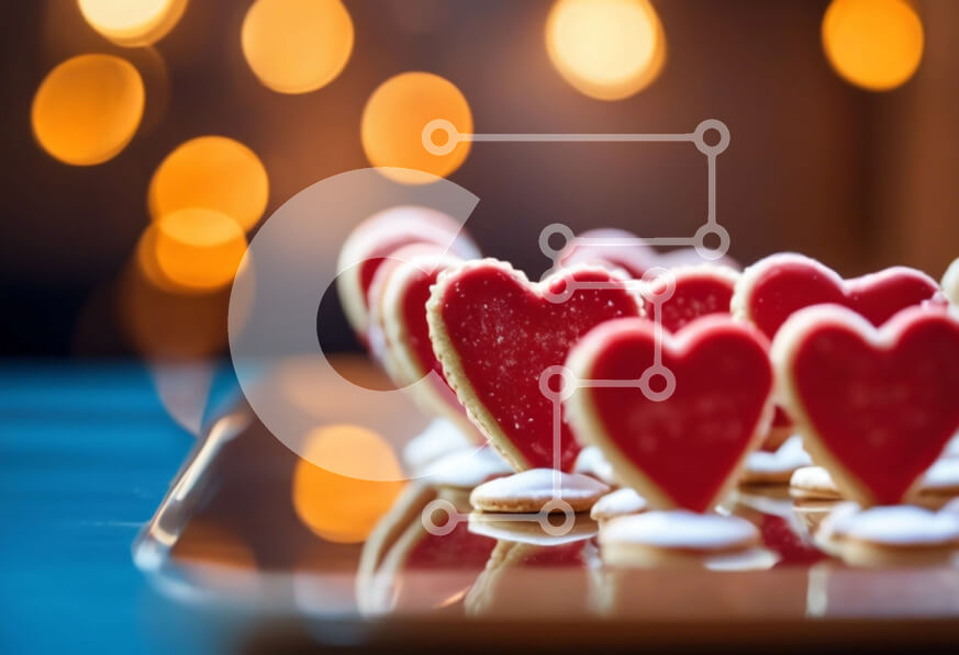 Σετ των 2 Intra Συλλεκτικό Ξύλινο Παζλ Plywood  4mm - Μπισκότα σε σχήμα καρδιάς σε δίσκο Σε Ξύλινο Κουτί - Διαστάσεις: 10x10 cm – 25 κομμάτια