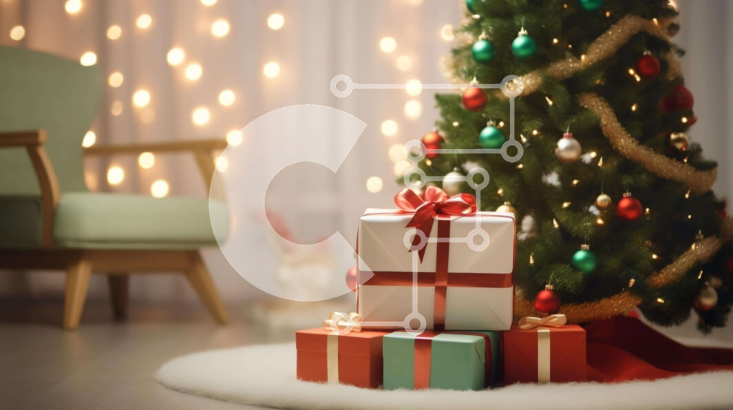 Intra Συλλεκτικό Ξύλινο Παζλ Plywood  4mm - Χριστουγεννιάτικο δέντρο με δώρα και φώτα Σε Ξύλινο Κουτί - Διαστάσεις: 10x10 cm – 25 κομμάτια