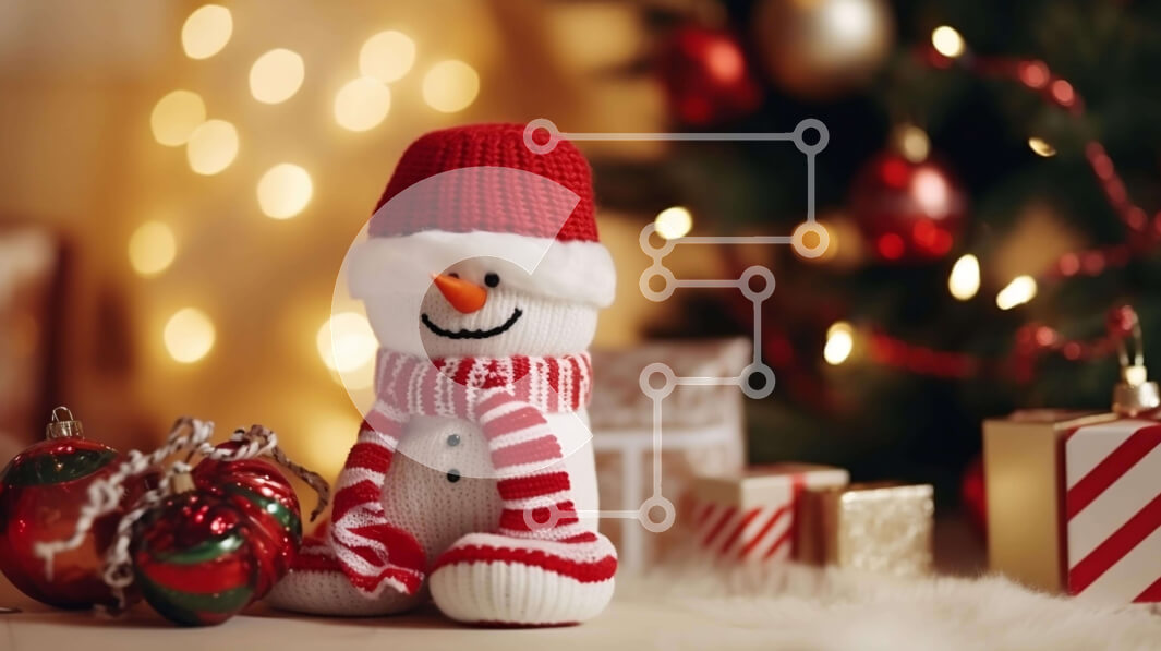 Intra Συλλεκτικό Ξύλινο Παζλ Plywood  4mm - Πλεκτός χιονάνθρωπος με χριστουγεννιάτικο δέντρο και δώρα Σε Ξύλινο Κουτί - Διαστάσεις: 10x10 cm – 25 κομμάτια