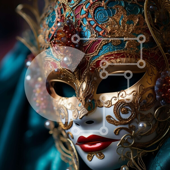 Σετ των 2 Intra Συλλεκτικό Ξύλινο Παζλ Plywood  4mm - Κομψή χρυσή μάσκα μεταμφίεσης με πέρλες Σε Ξύλινο Κουτί - Διαστάσεις: 10x10 cm – 25 κομμάτια