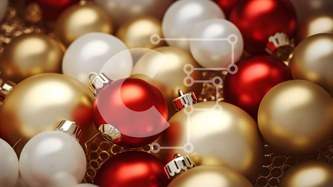 Intra Συλλεκτικό Ξύλινο Παζλ Plywood  4mm - Χριστουγεννιάτικη διακόσμηση με χρυσές, κόκκινες και λευκές μπάλες Σε Ξύλινο Κουτί - Διαστάσεις: 10x10 cm – 25 κομμάτια