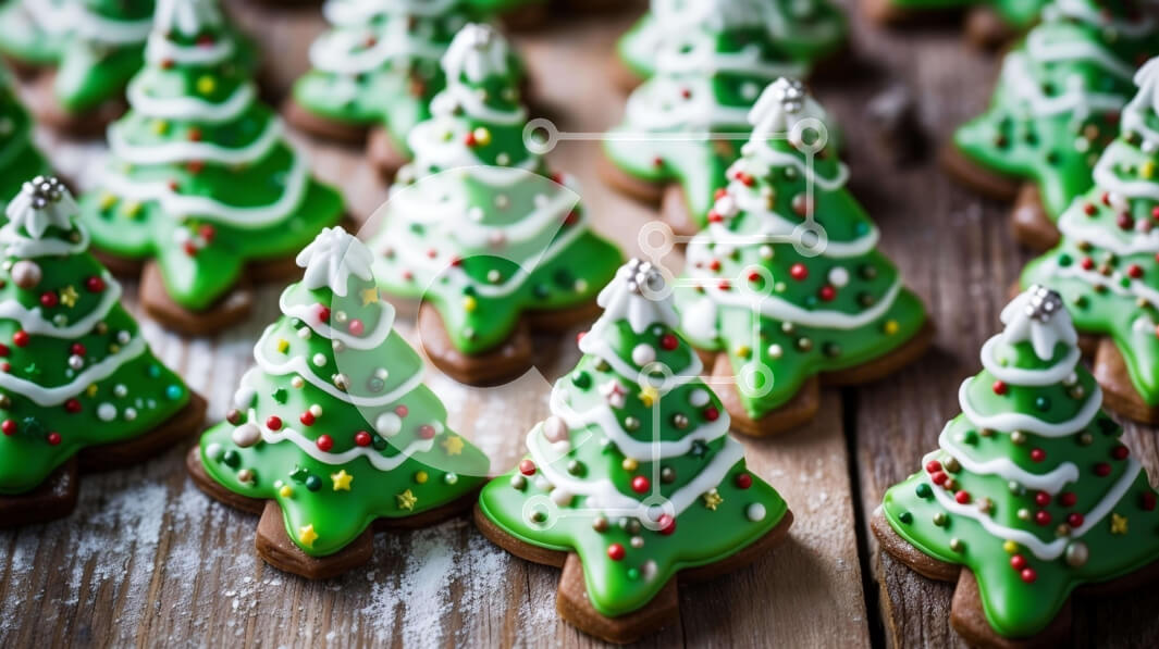 Intra Συλλεκτικό Ξύλινο Παζλ Plywood  4mm - Μπισκότα χριστουγεννιάτικου δέντρου σε ξύλινο τραπέζι Σε Ξύλινο Κουτί - Διαστάσεις: 10x10 cm – 25 κομμάτια