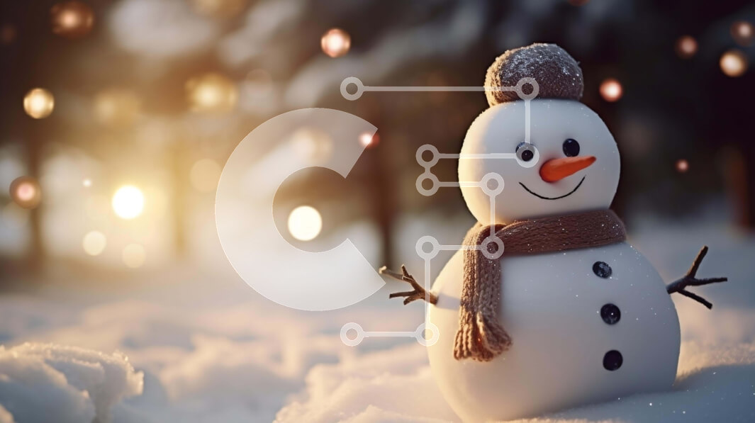 Intra Συλλεκτικό Ξύλινο Παζλ Plywood  4mm - Χιονάνθρωπος κάθεται στο χιόνι με κασκόλ Σε Ξύλινο Κουτί - Διαστάσεις Puzzle: 10x10 cm – 25 κομμάτια