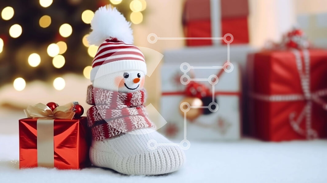 Intra Συλλεκτικό Ξύλινο Παζλ Plywood  4mm - Χριστούγεννα χιονάνθρωπος με δώρα και δώρα Σε Ξύλινο Κουτί - Διαστάσεις: 10x10 cm – 25 κομμάτια