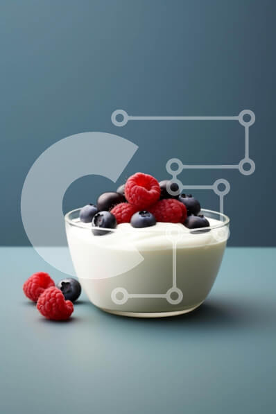 Σετ των 2 Intra Συλλεκτικό Ξύλινο Παζλ Plywood  4mm - Μπολ με γιαούρτι με μούρα και σμέουρα σε μπλε φόντο Σε Ξύλινο Κουτί - Διαστάσεις: 10x10 cm – 25 κομμάτια