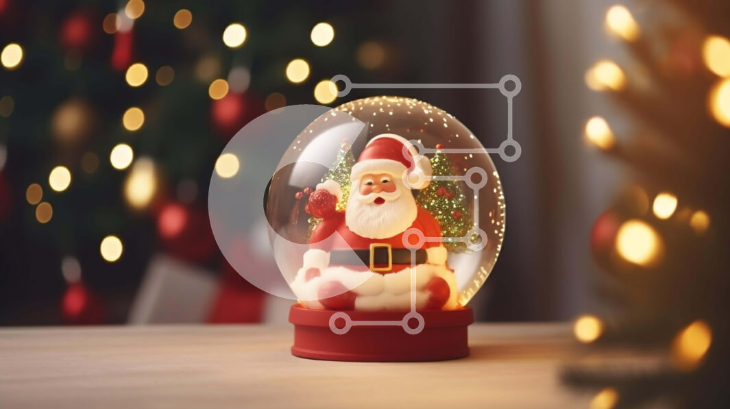 Intra Συλλεκτικό Ξύλινο Παζλ Plywood  4mm - Χριστουγεννιάτικη Σφαίρα χιονιού με τον Άγιο Βασίλη Σε Ξύλινο Κουτί - Διαστάσεις: 10x10 cm – 25 κομμάτια