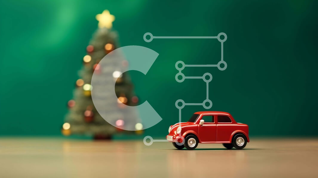 Intra Συλλεκτικό Ξύλινο Παζλ Plywood  4mm - Κόκκινο παιχνίδι αυτοκίνητο με διακόσμηση χριστουγεννιάτικου δέντρου Σε Ξύλινο Κουτί - Διαστάσεις: 10x10 cm – 25 κομμάτια