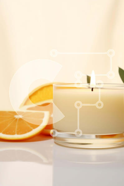 Σετ των 2 Intra Συλλεκτικό Ξύλινο Παζλ Plywood  4mm - Κερί με φέτα πορτοκαλιού στο τραπέζι Σε Ξύλινο Κουτί - Διαστάσεις: 10x10 cm – 25 κομμάτια