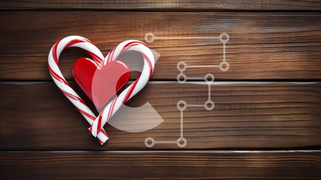 Intra Συλλεκτικό Ξύλινο Παζλ Plywood  4mm - Μπαστούνι καραμέλας σε σχήμα καρδιάς σε ξύλινο φόντο Σε Ξύλινο Κουτί - Διαστάσεις Puzzle: 10x10 cm – 25 κομμάτια