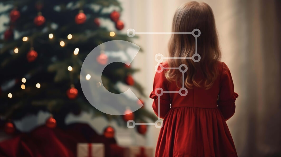 Intra Συλλεκτικό Ξύλινο Παζλ Plywood  4mm - Νεαρό κορίτσι με το χριστουγεννιάτικο δέντρο και τα δώρα Σε Ξύλινο Κουτί - Διαστάσεις: 10x10 cm – 25 κομμάτια