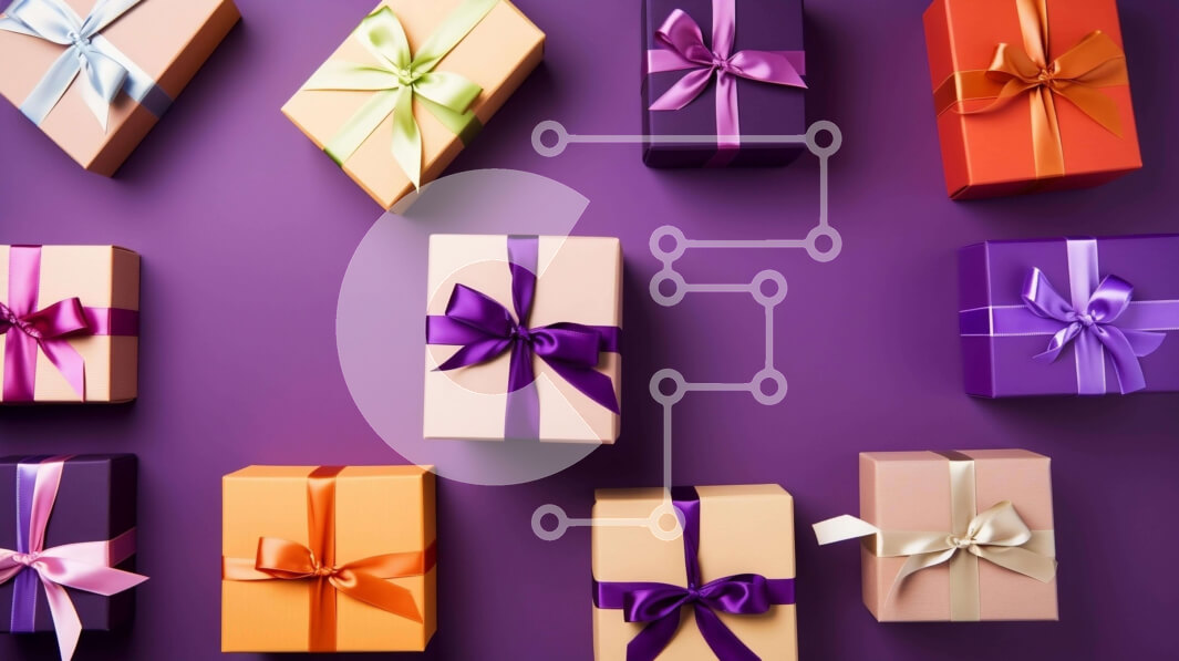 Intra Συλλεκτικό Ξύλινο Παζλ Plywood  4mm - Πολύχρωμα κουτιά δώρων σε μωβ φόντο Σε Ξύλινο Κουτί - Διαστάσεις: 10x10 cm – 25 κομμάτια