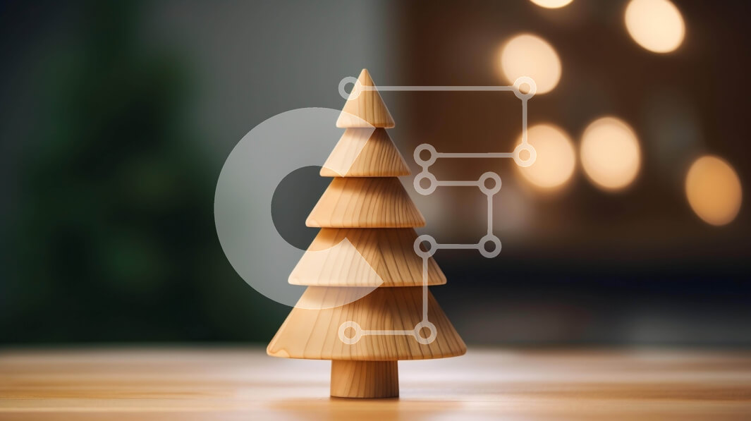 Intra Συλλεκτικό Ξύλινο Παζλ Plywood  4mm - Ξύλινο χριστουγεννιάτικο δέντρο σε ένα τραπέζι Σε Ξύλινο Κουτί - Διαστάσεις: 10x10 cm – 25 κομμάτια