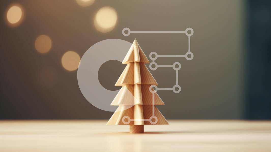 Intra Συλλεκτικό Ξύλινο Παζλ Plywood  4mm - Ξύλινο χριστουγεννιάτικο δέντρο σε φόντο πίνακα Σε Ξύλινο Κουτί - Διαστάσεις: 10x10 cm – 25 κομμάτια