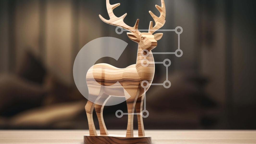 Intra Συλλεκτικό Ξύλινο Παζλ Plywood  4mm - Ξύλινο άγαλμα ελαφιού στο τραπέζι Σε Ξύλινο Κουτί - Διαστάσεις Puzzle: 10x10 cm – 25 κομμάτια