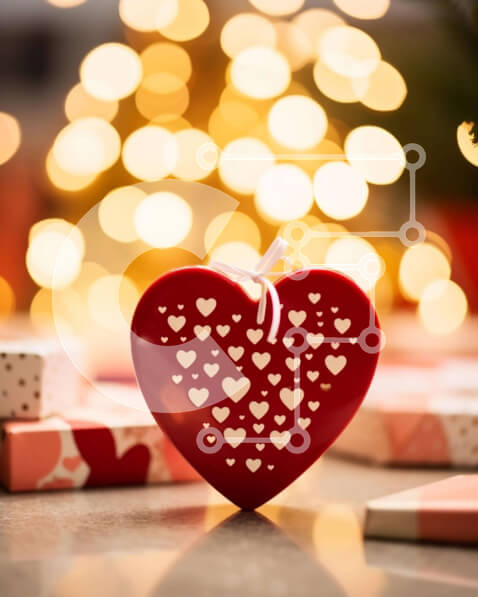 Intra Συλλεκτικό Ξύλινο Παζλ Plywood  4mm - Κόκκινο στολίδι σε σχήμα καρδιάς με δώρα και διακοσμητικά Σε Ξύλινο Κουτί - Διαστάσεις: 10x10 cm – 25 κομμάτια