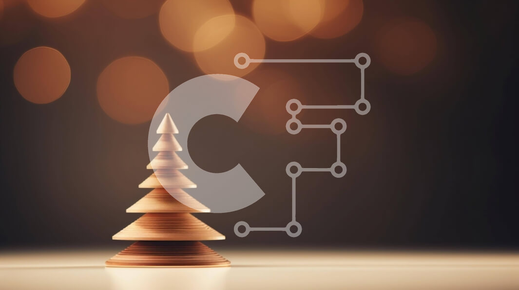 Intra Συλλεκτικό Ξύλινο Παζλ Plywood  4mm - Μικρό ξύλινο χριστουγεννιάτικο δέντρο σε αφηρημένο φόντο Bokeh Σε Ξύλινο Κουτί - Διαστάσεις: 10x10 cm – 25 κομμάτια